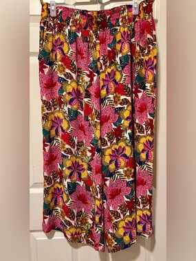 Rose & Olive Vibrant Floral Wide Leg Pants - Pink Multi
